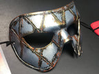 Harlequin Handmade Genuine Leather Mask in Silver Rust by Rockwell Masks