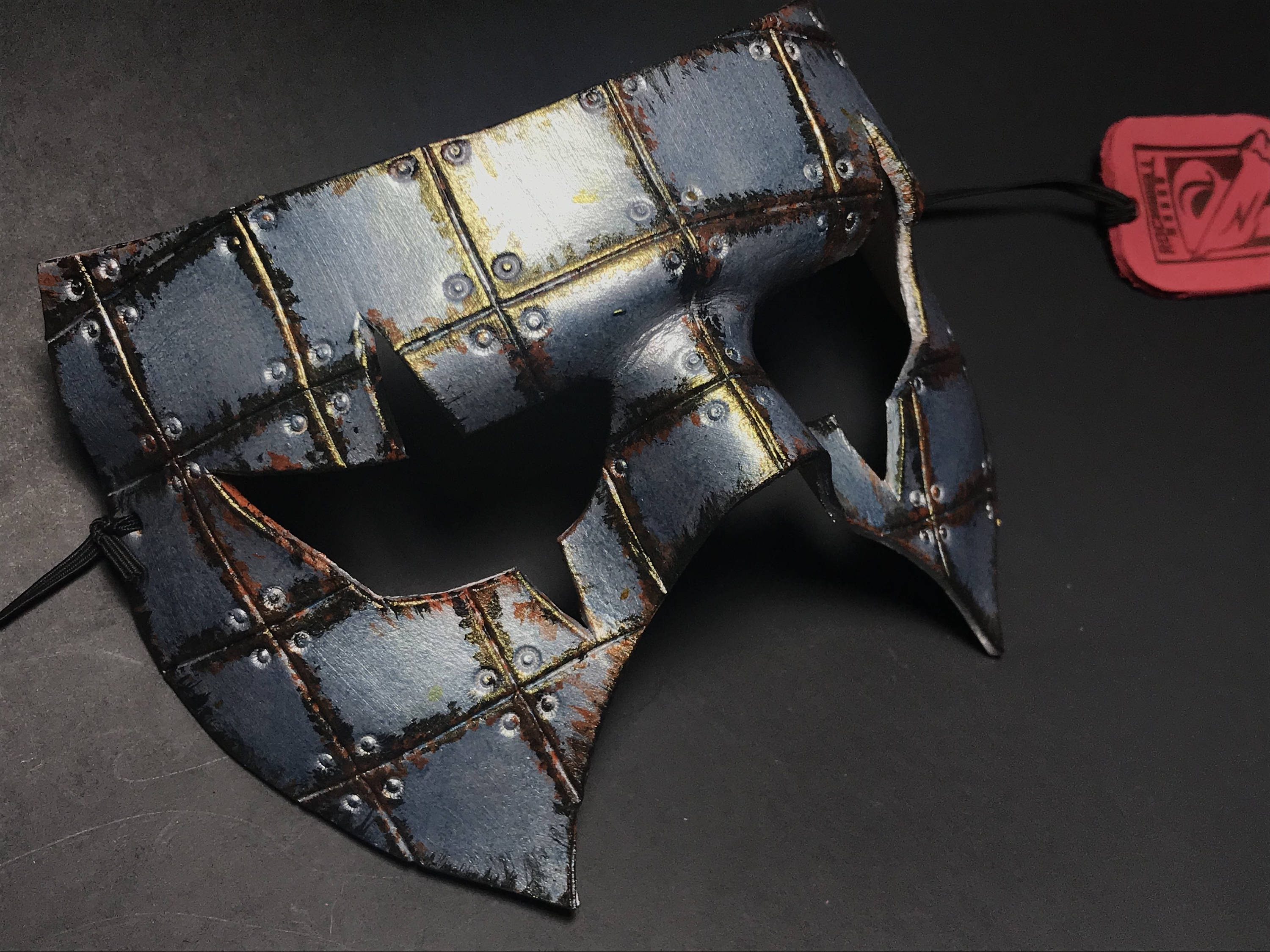 Handmade Genuine Leather Mask in Silver Rust by Rockwell Masks
