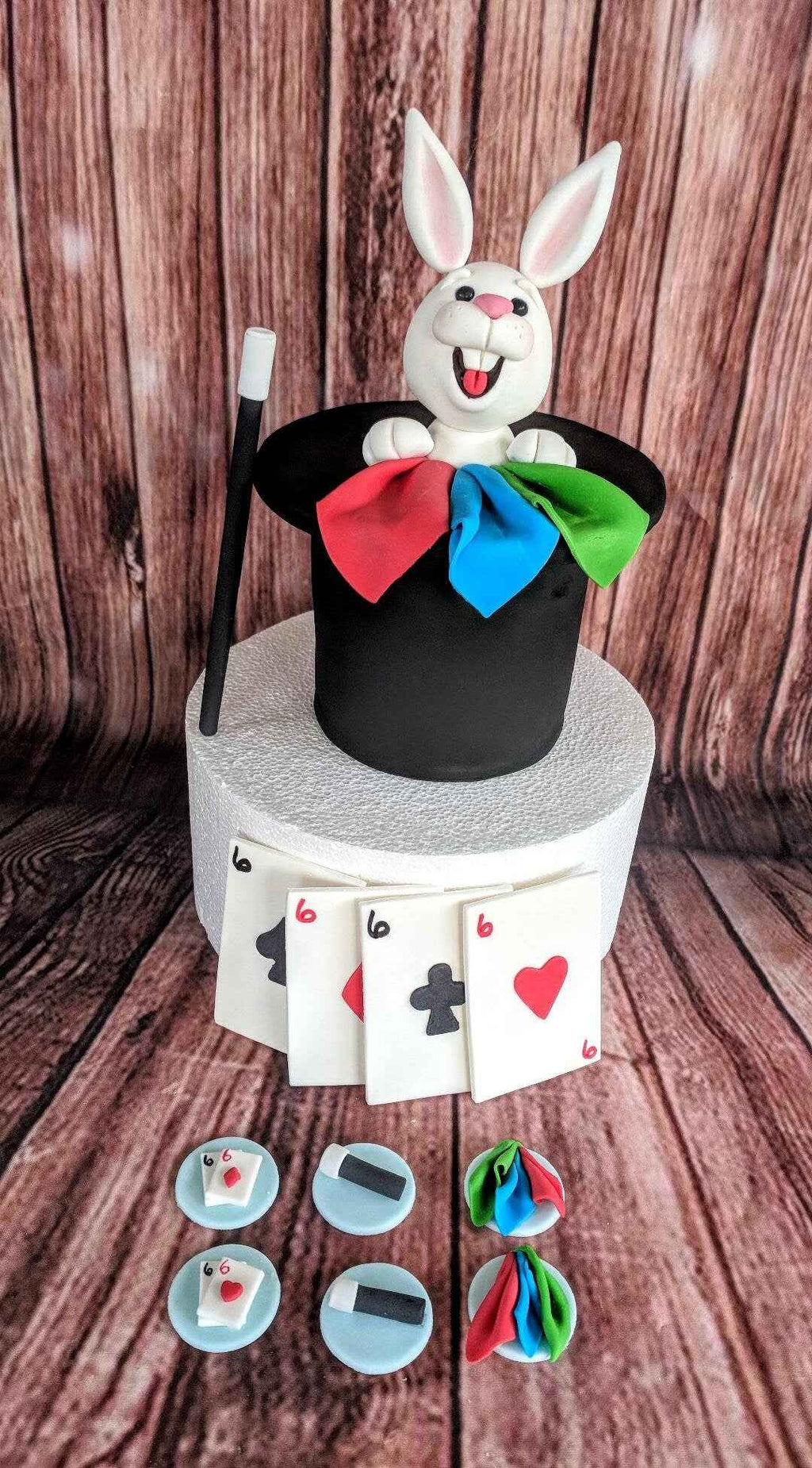 Fondant Magic theme cake topper set magic rabbit
