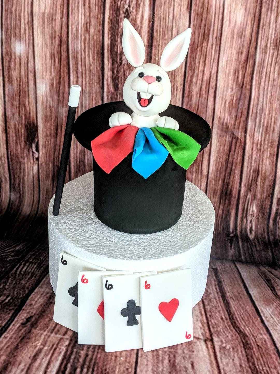 Fondant Magic theme cake topper set magic rabbit