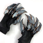 One Set of Two Handcrafted Genuine Leather Gloves with Claws in Rusted Metal Paint by Rockwell Masks