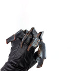 One Set of Two Handcrafted Genuine Leather Gloves with Claws in Rusted Metal Paint by Rockwell Masks
