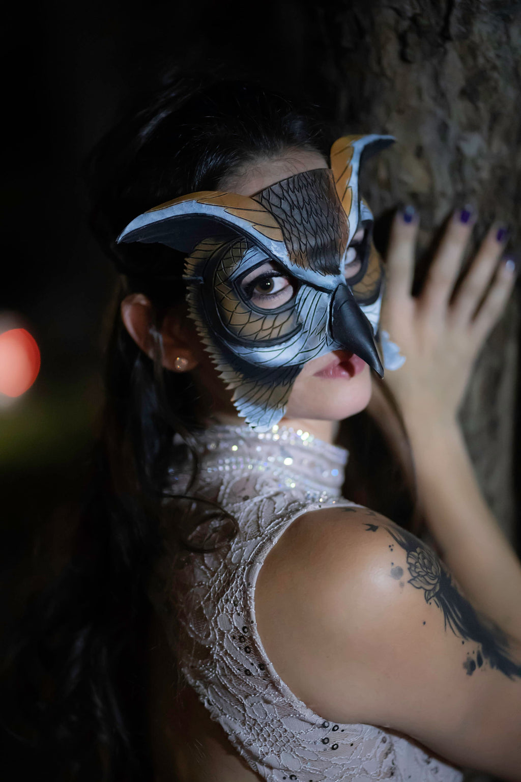 In Stock - Horned Owl Handmade Genuine Leather Mask by Rockwell Masks