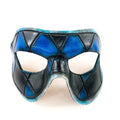 Harlequin Handmade Genuine Leather Mask in Black and Blue by Rockwell Masks