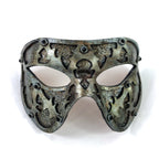 Dual Layer Handmade Genuine Leather Mask in Silver Rust with Swarovski Crystals by Rockwell Masks