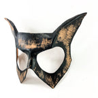 Handmade Genuine Leather Cat Mask in Nude and Black by Rockwell Masks