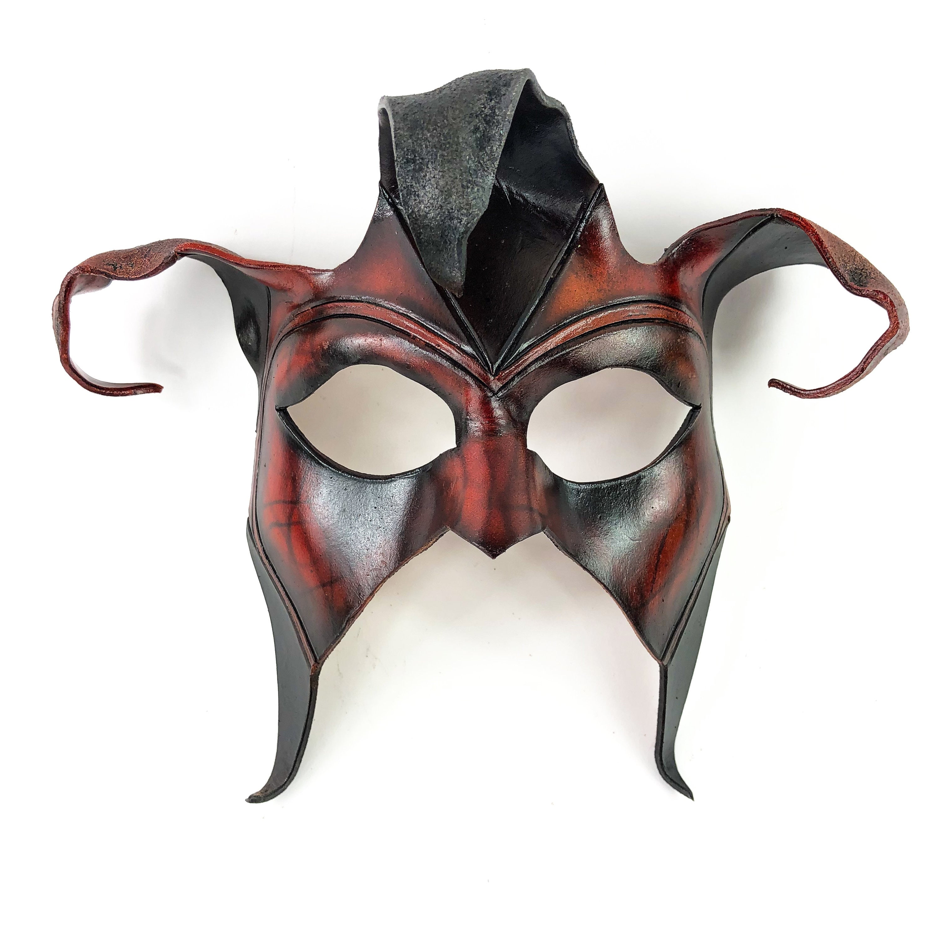 Jester Handmade Genuine Leather Mask in Brown by Rockwell Masks