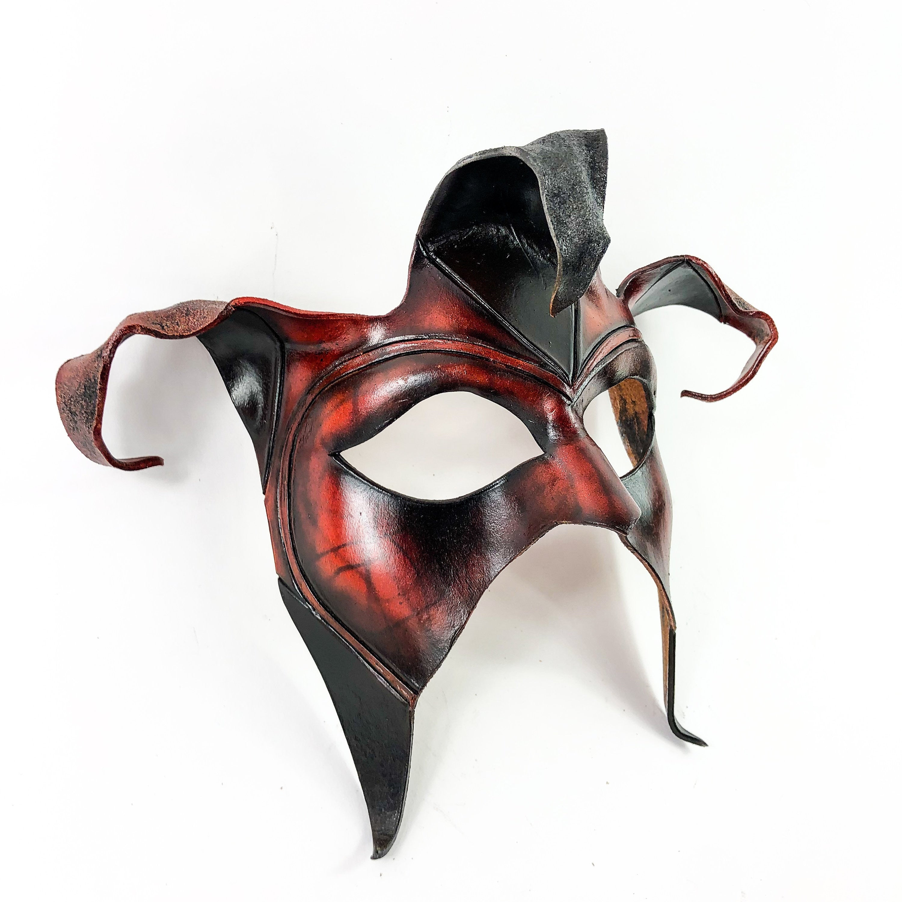 Jester Handmade Genuine Leather Mask in Brown by Rockwell Masks
