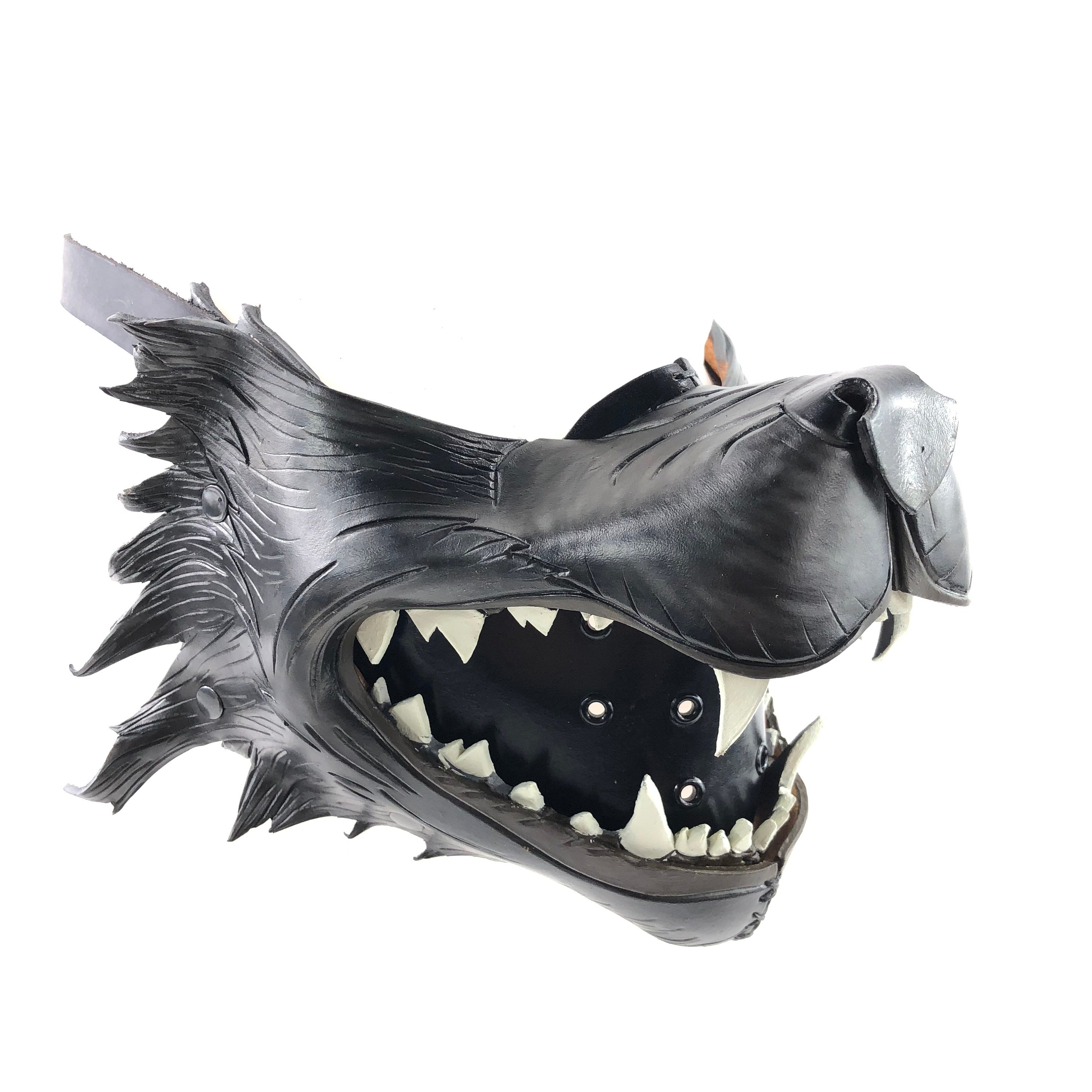 Black Wolf Handmade Genuine Leather Riding Mouth Mask by Rockwell Masks
