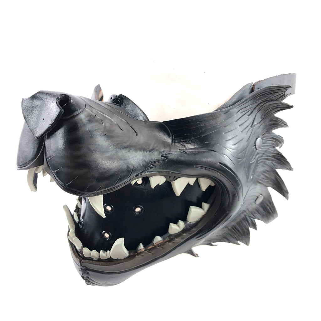 Black Wolf Handmade Genuine Leather Riding Mouth Mask by Rockwell Masks