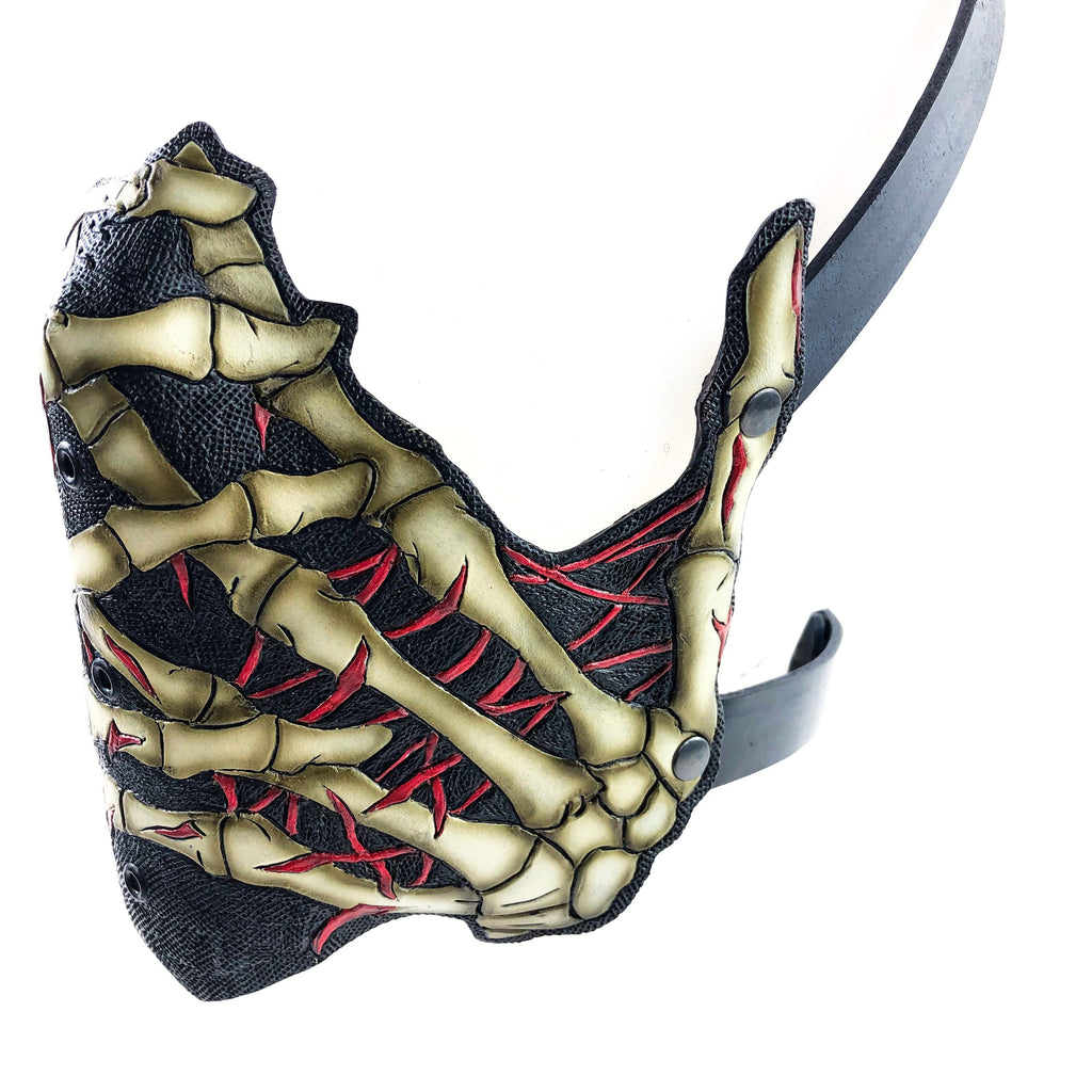 Handcrafted Genuine Leather Skeleton Hand Mask by Rockwell Masks