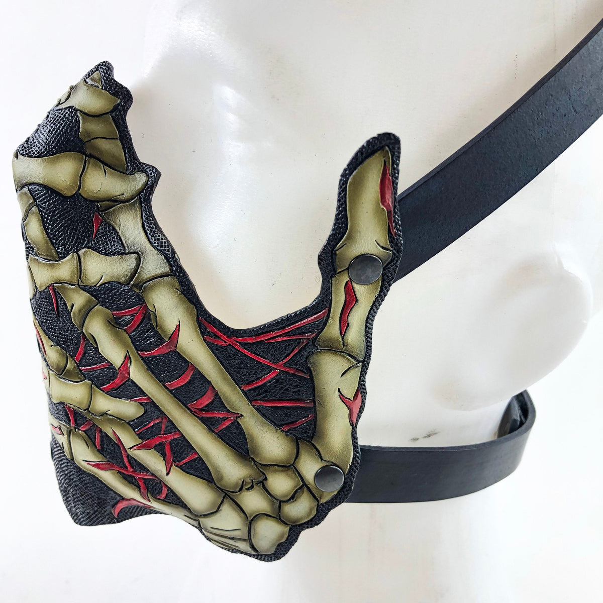 Handcrafted Genuine Leather Skeleton Hand Mask by Rockwell Masks