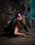 Handmade Genuine Leather 3 Point Jester Mask in Pink by Rockwell Masks