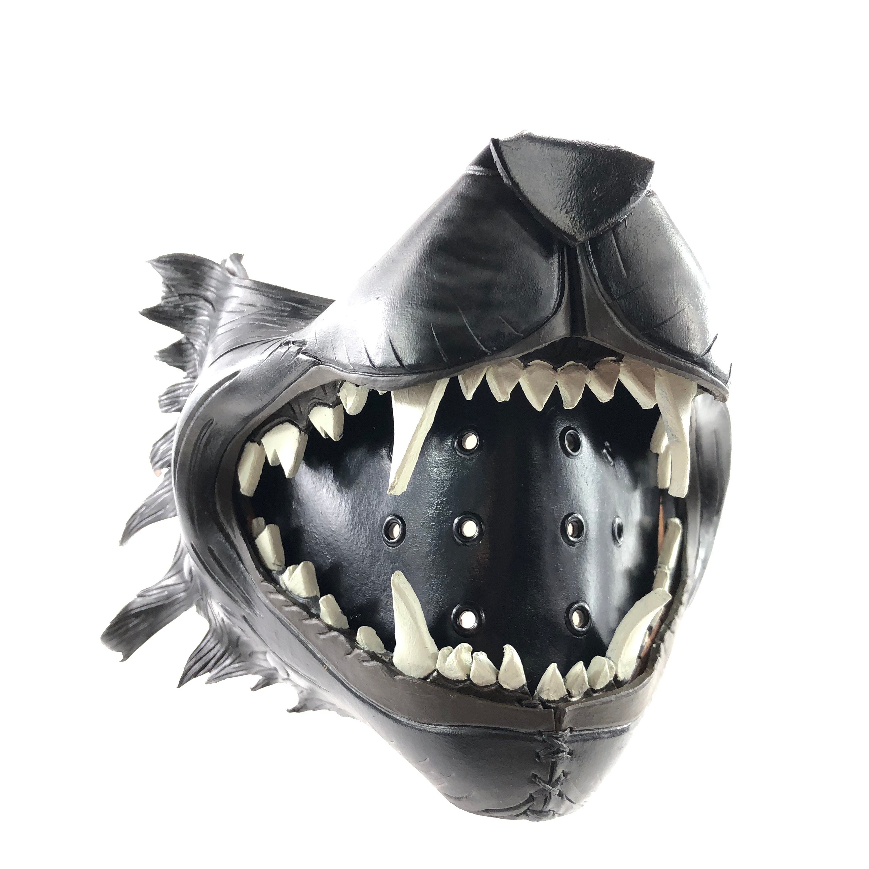 Black Wolf Handmade Genuine Leather Riding Mouth Mask by Rockwell Masks