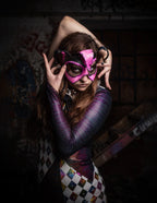 Handmade Genuine Leather 3 Point Jester Mask in Pink by Rockwell Masks