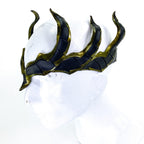 Masquerade Crown of Handmade Genuine Leather in Green and Black by Rockwell Masks