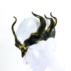 Masquerade Crown of Handmade Genuine Leather in Green and Black by Rockwell Masks