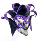 Venetian inspired Jester Mask in Purple and Black - Wearable or Wall Art - Handmade Genuine Leather by Rockwell Masks