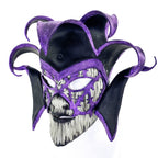 Venetian inspired Jester Mask in Purple and Black - Wearable or Wall Art - Handmade Genuine Leather by Rockwell Masks