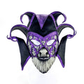 Venetian inspired Jester Mask in Purple and Black - Wearable or Wall Art - Handmade Genuine Leather by Rockwell Masks