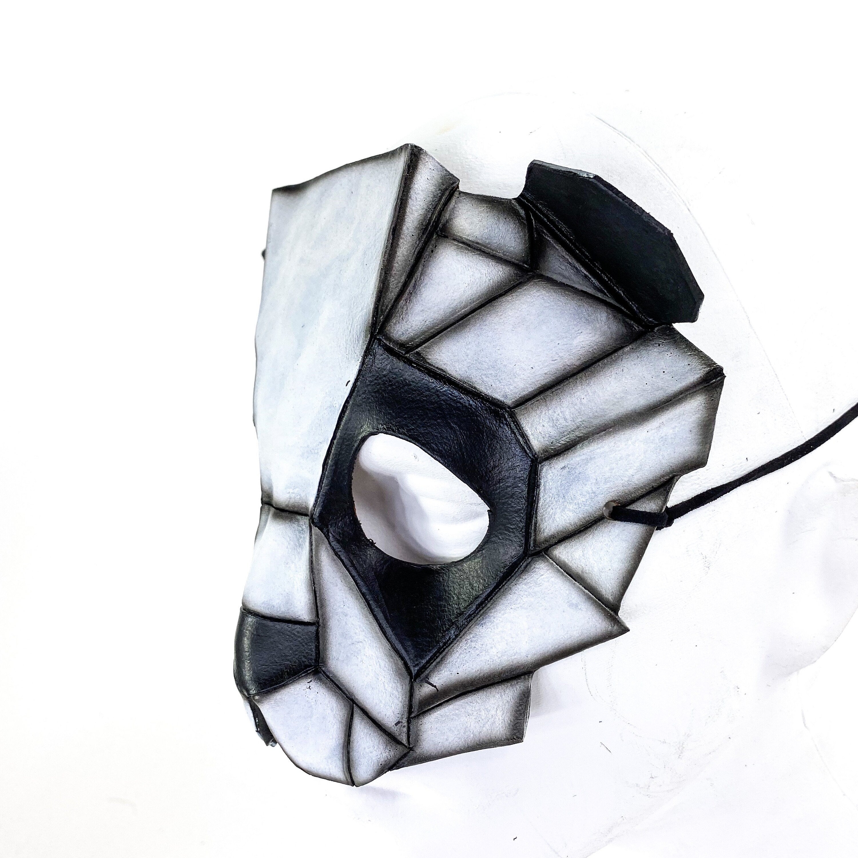 Geometric Panda Bear Leather Mask by Rockwell Masks