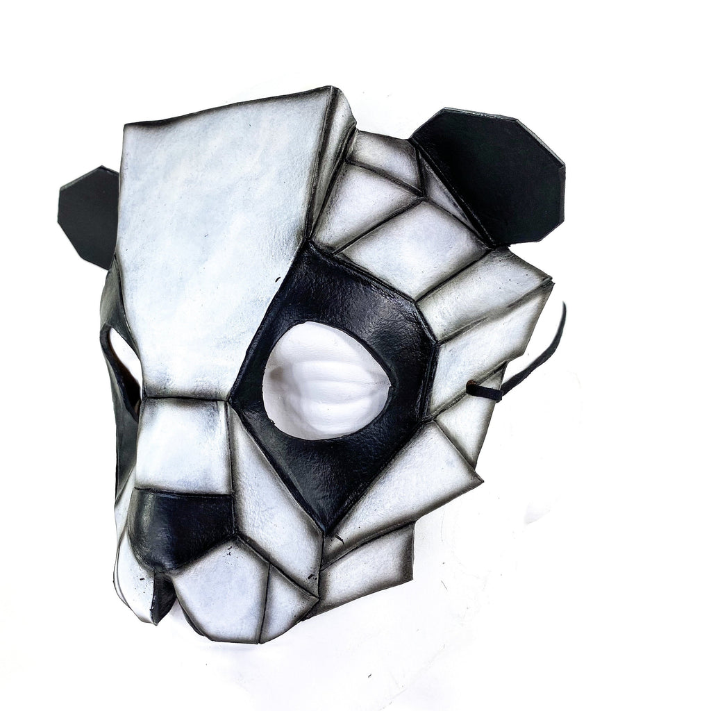 Geometric Panda Bear Leather Mask by Rockwell Masks
