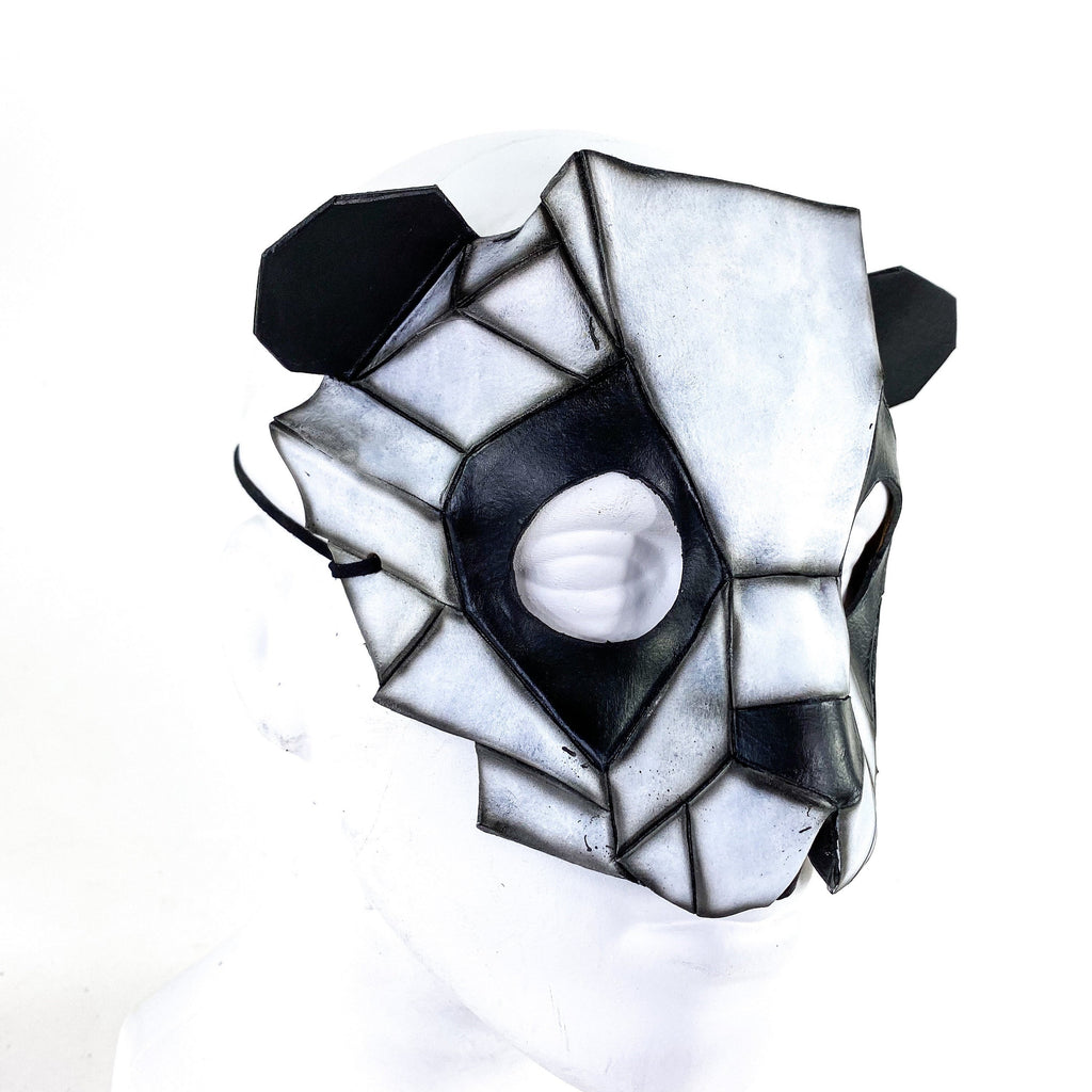 Geometric Panda Bear Leather Mask by Rockwell Masks