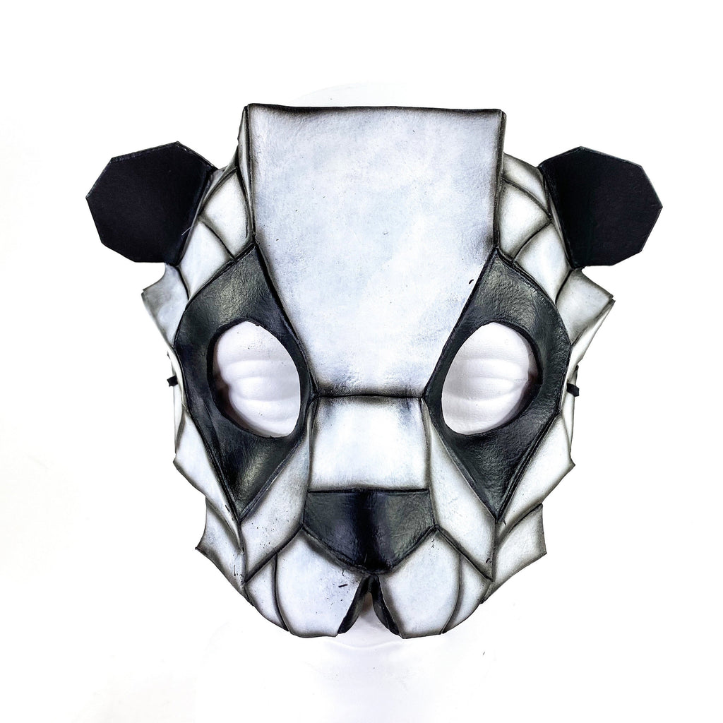 Geometric Panda Bear Leather Mask by Rockwell Masks
