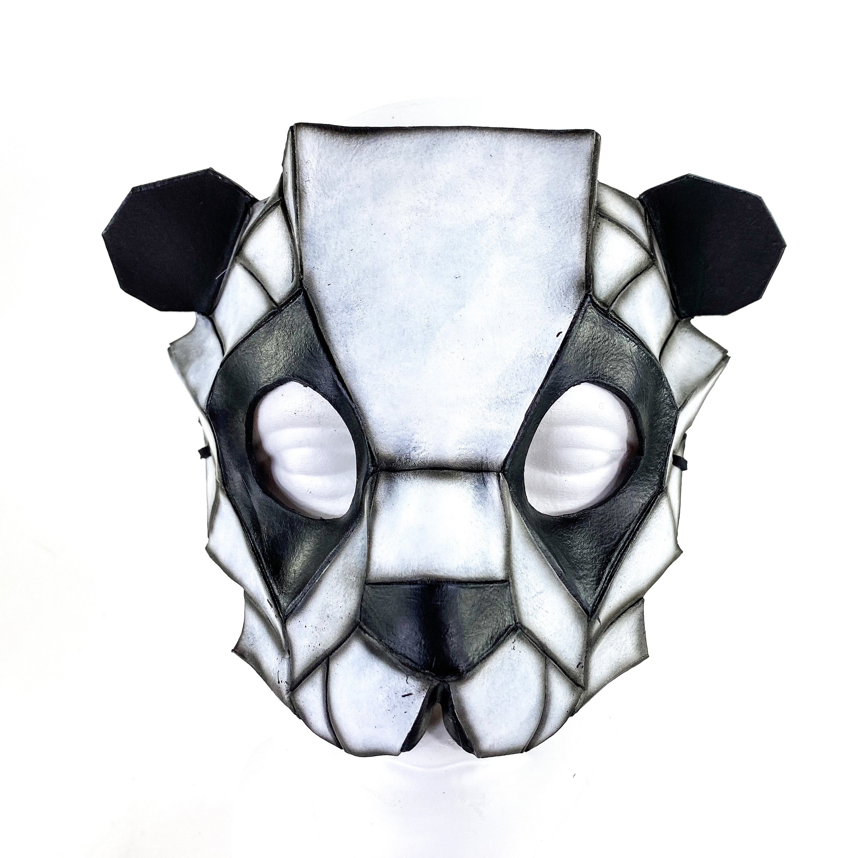 Geometric Panda Bear Leather Mask by Rockwell Masks