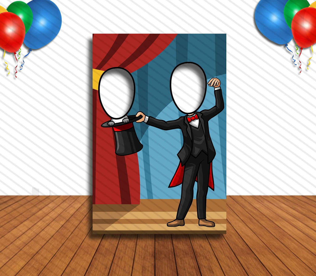 Magicians, Magic Show, Hole in Face Cutout Banner, 24x36" Standee, DIY Party Selfie Props