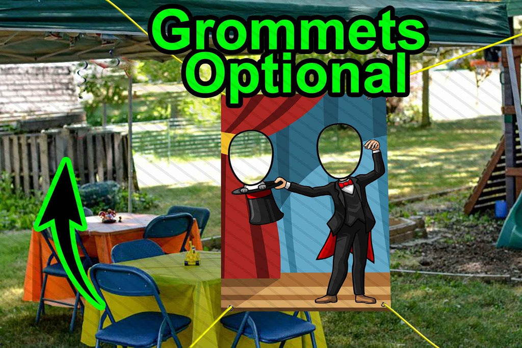 Magicians, Magic Show, Hole in Face Cutout Banner, 24x36" Standee, DIY Party Selfie Props