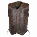 Brown Distressed Biker Leather Vest Handcrafted by Ox and Bulls - Premium Quality and Unique Style - Big Tim's Magic Emporium
