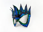 Masquerade Crown Mask of Handmade Genuine Leather in blue by Rockwell Masks
