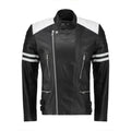 Rodger's Biker Style Leather Jacket - Handcrafted Black and White Biker Jacket by Ox and Bulls - Big Tim's Magic Emporium