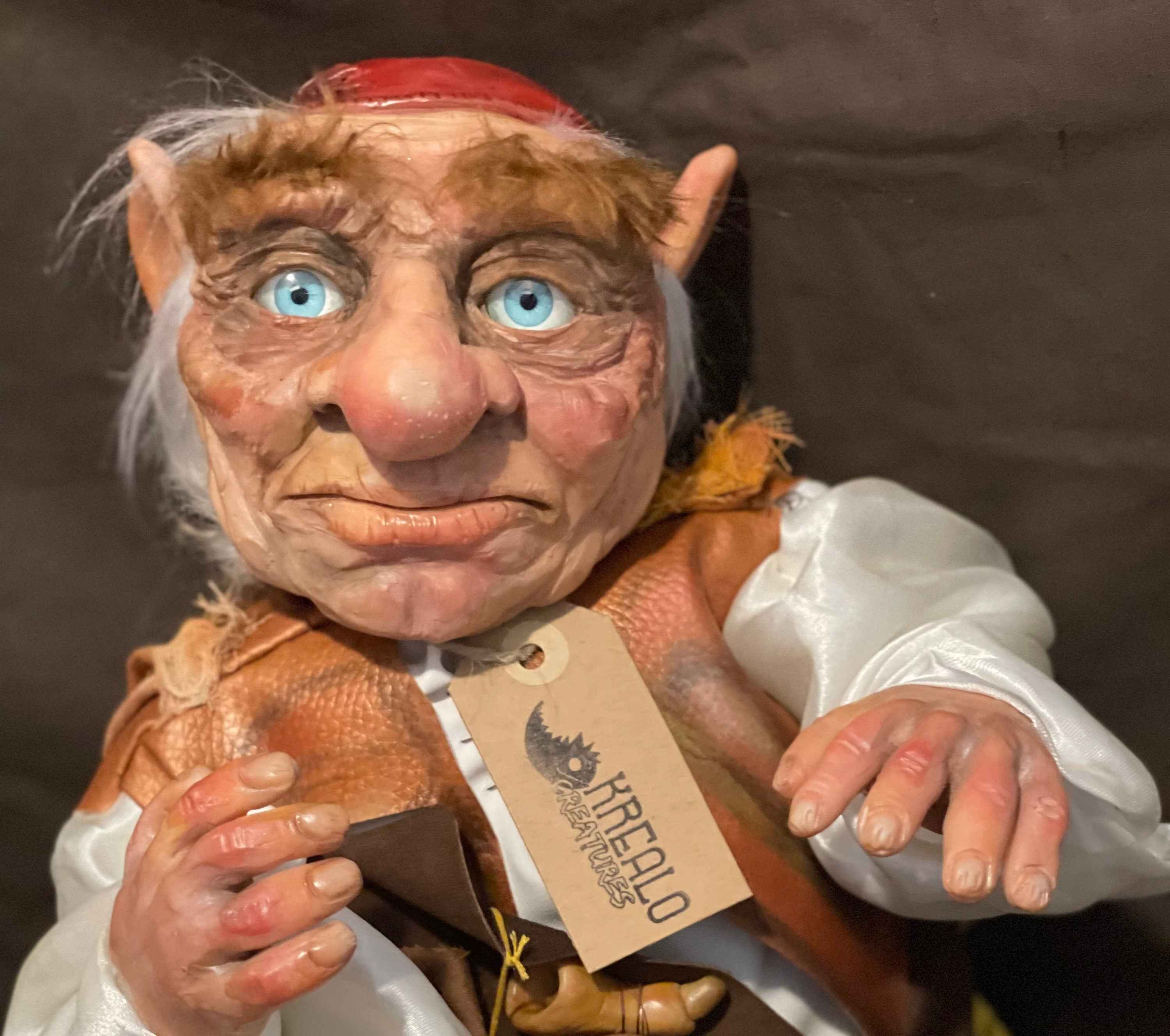 Handmade Hoggle (about 38 cm) Polymer clay creature, OOAK, made in Italy