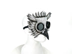 White Horned Owl Goggles Handmade Genuine Leather Mask by Rockwell Masks