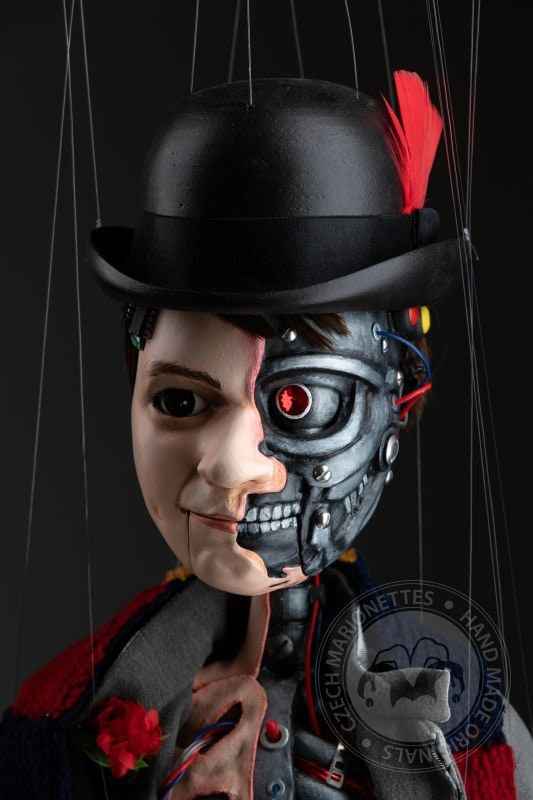 Half Robot Half Human - custom-made marionette puppet