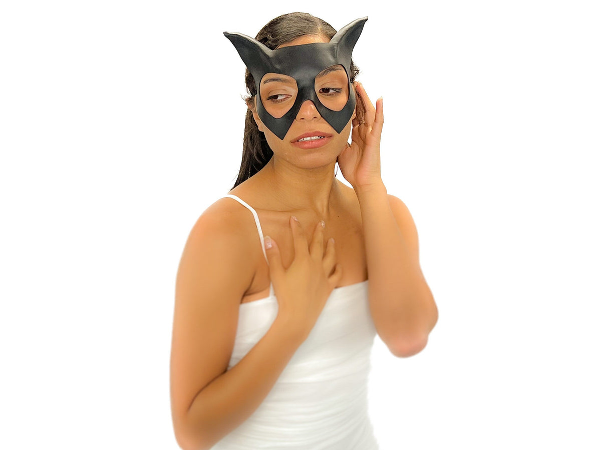 Handmade Genuine Leather Cat Mask by Rockwell Masks