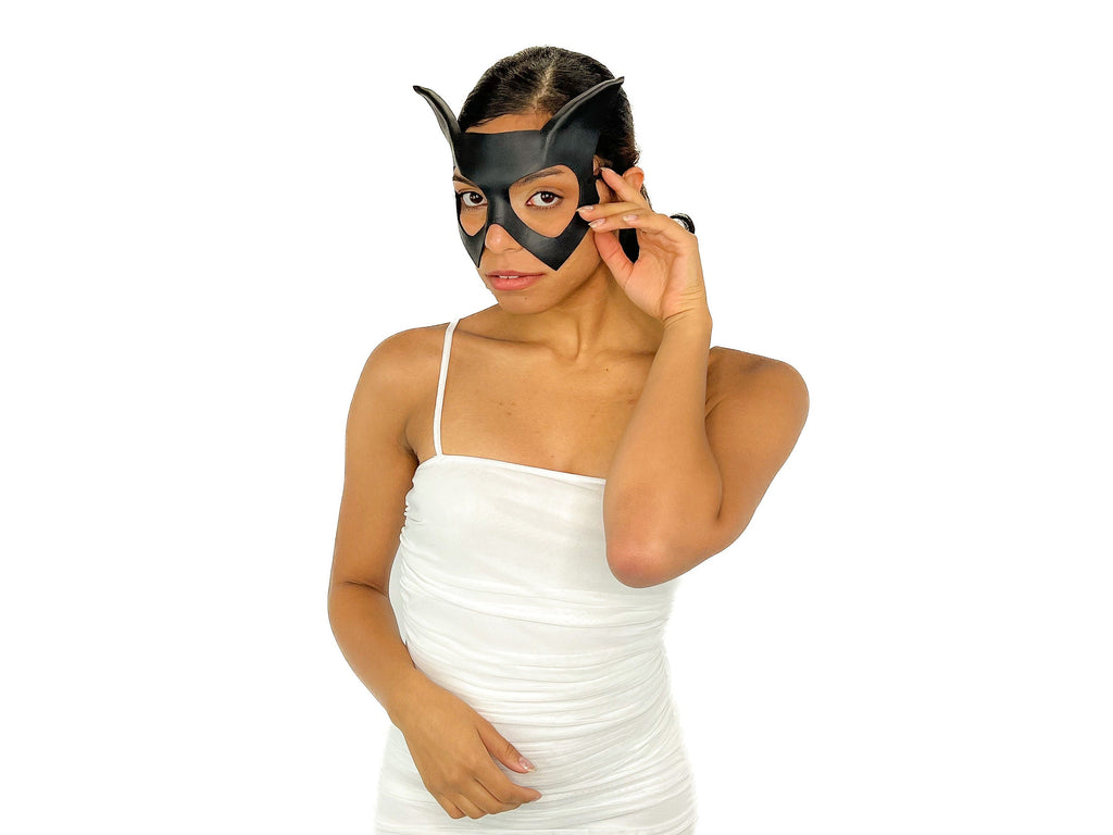Handmade Genuine Leather Cat Mask by Rockwell Masks