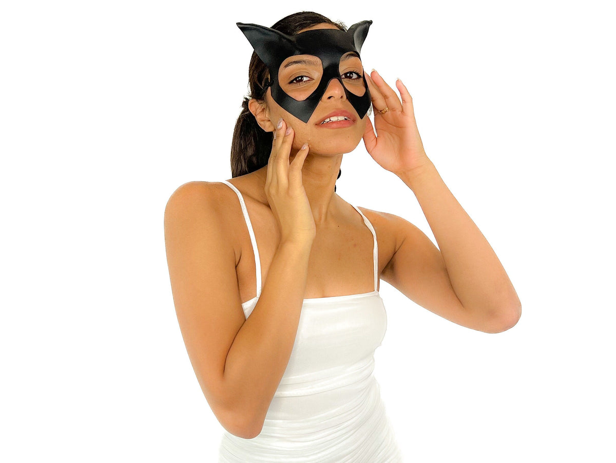 Handmade Genuine Leather Cat Mask by Rockwell Masks