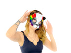Geometric Rainbow Panda Bear Leather Mask by Rockwell Masks