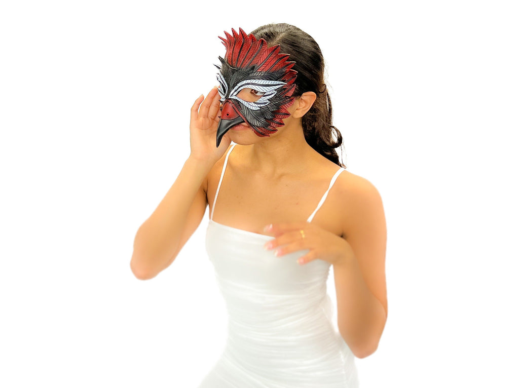 Red Raven Handmade Genuine Leather Mask by Rockwell Masks