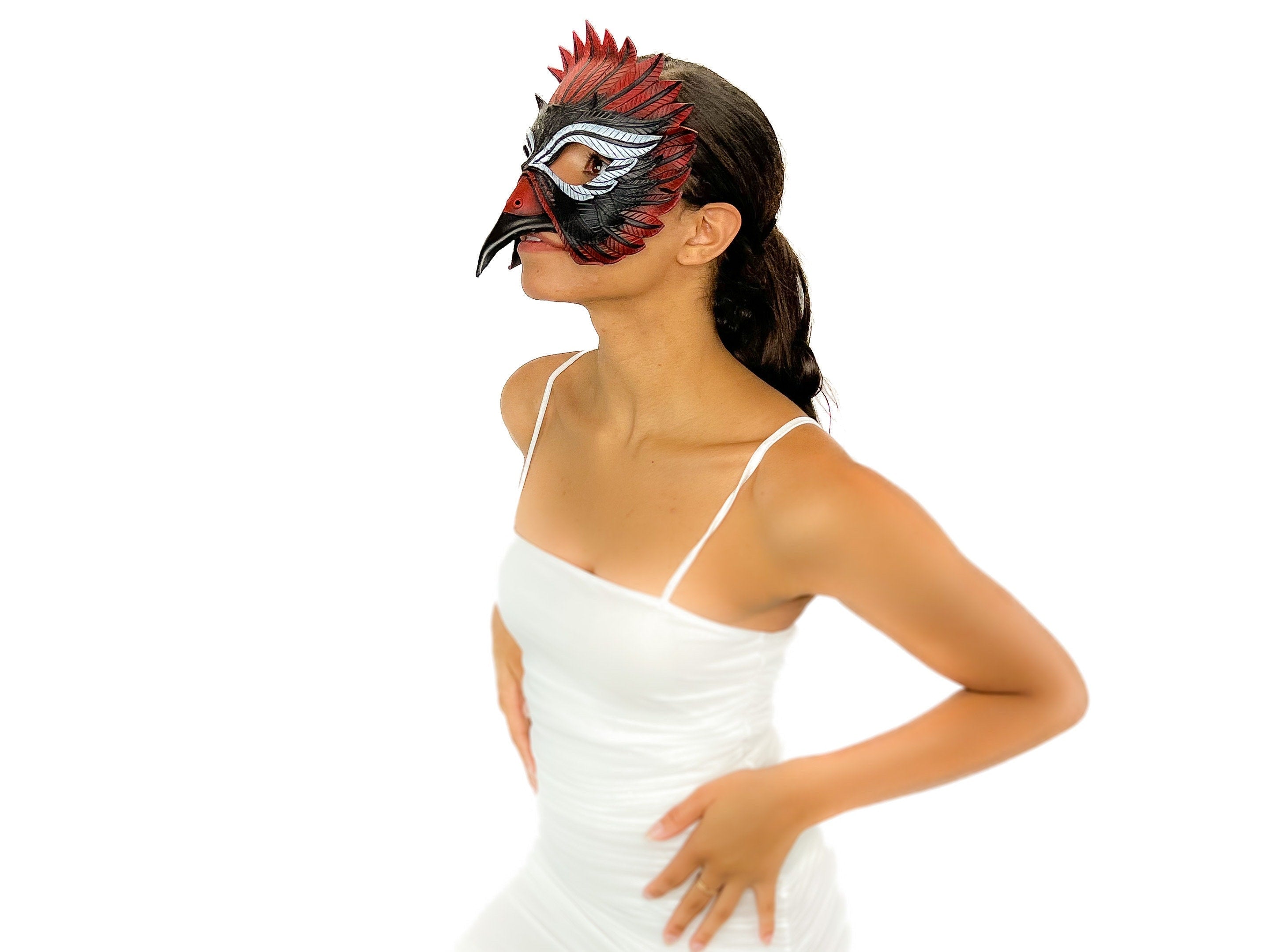 Red Raven Handmade Genuine Leather Mask by Rockwell Masks