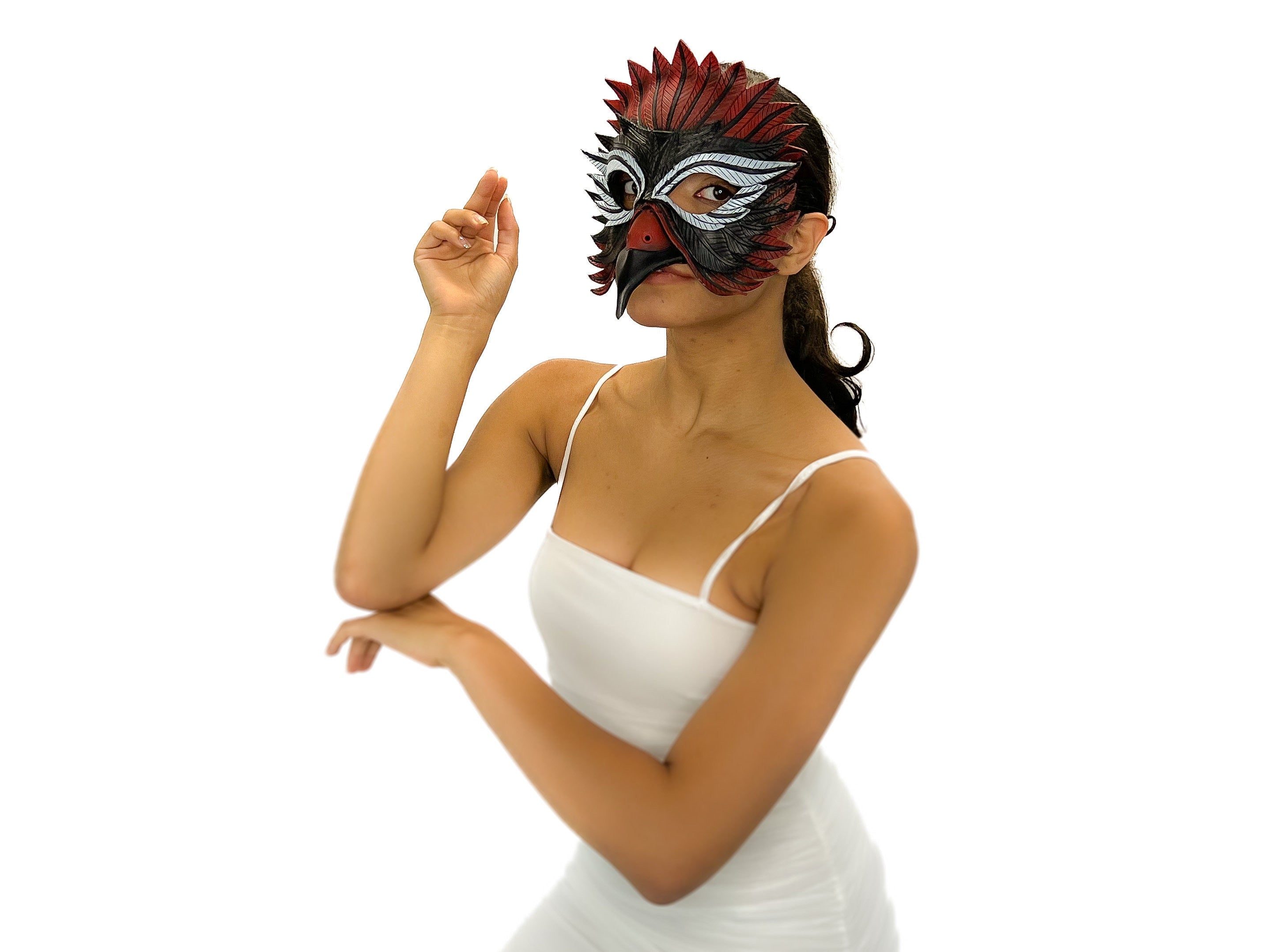 Red Raven Handmade Genuine Leather Mask by Rockwell Masks