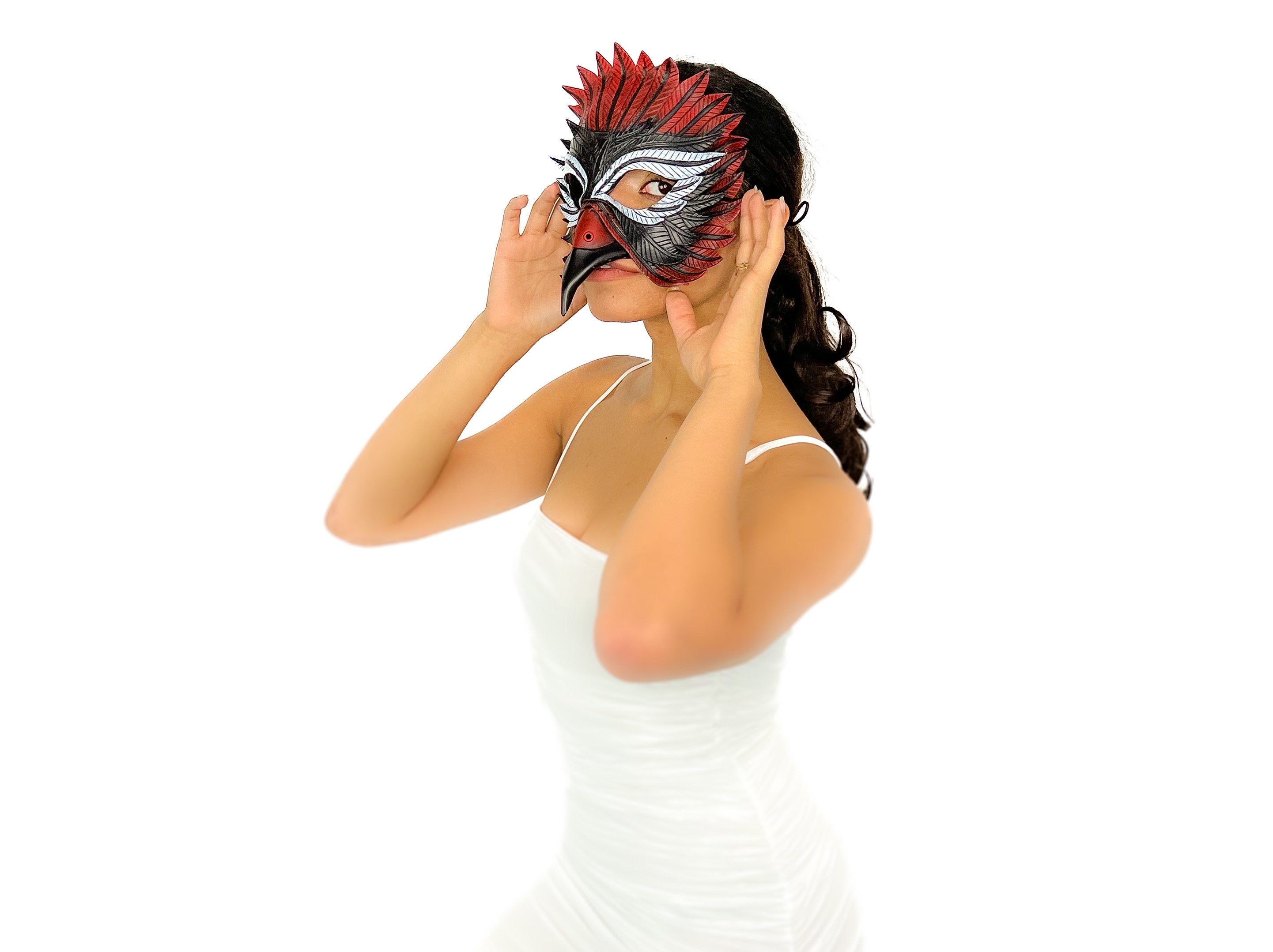 Red Raven Handmade Genuine Leather Mask by Rockwell Masks