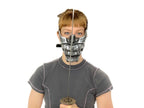 Silver Samurai Handmade Genuine Leather Riding Mask by Rockwell Masks