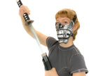 Silver Samurai Handmade Genuine Leather Riding Mask by Rockwell Masks