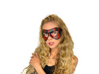 Compact Harlequin Handmade Genuine Leather Mask in Red and Black by Rockwell Masks