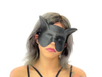 Super Hero Cat Sleep Mask or Blindfold - Handmade Genuine Leather - Optional Deerskin Or Suede Lining by Rockwell Masks
