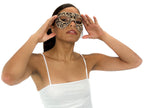 Dual Layer Ornate Masquerade Handmade Genuine Leather Eye Mask in Vintage Cream by Rockwell Masks